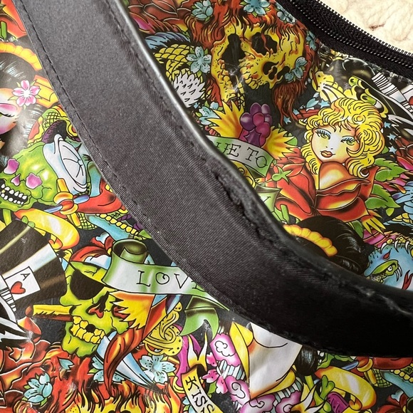 Ed Hardy by Christian Audigier Geisha True to My Love Skulls Tattoo Large Bag - Picture 16 of 16